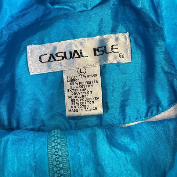 Vintage Casual Isle Tricolor Windbreaker Blue Pink White Sportswear B20(J)g - Picture 4 of 6